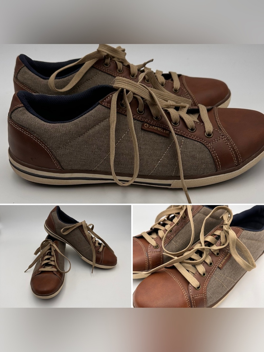 AIRWALK MENS SNEAKERS SZ 10.5 BROWN CASUAL LACE UP CAP TOE LOW TOP STREETWEAR